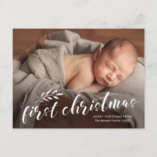 Cartes Pour Fêtes Annuelles Première photo de bébé manuscrite de Noël