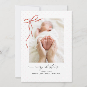 Cartes Pour Fêtes Annuelles Première photo de Noël de bébé avec un élégant nœu