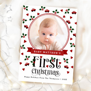 Cartes Pour Fêtes Annuelles Première photo de Noël de bébé garçon Mignon