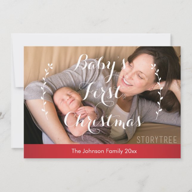 Cartes Pour Fêtes Annuelles Première photo de Noël du bébé (Devant)