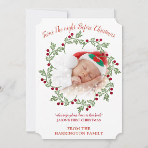Cartes Pour Fêtes Annuelles Première photo de Noël du bébé
