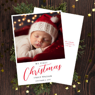 Cartes Pour Fêtes Annuelles Première photo de Noël d'un bébé moderne simple