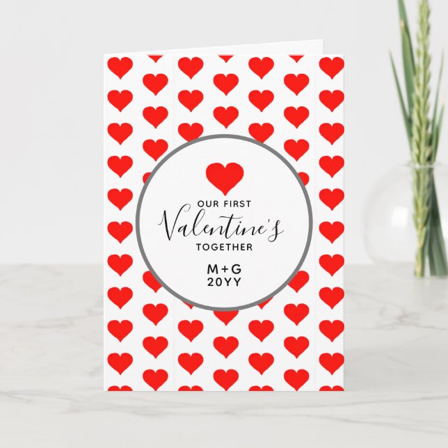 Cartes Pour Fêtes Annuelles Première Saint Valentin Ensemble Coeurs Personnali (Devant)