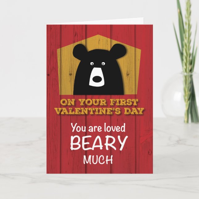 Cartes Pour Fêtes Annuelles Première Saint Valentin, Voeux de l'ours Valentin (Devant)