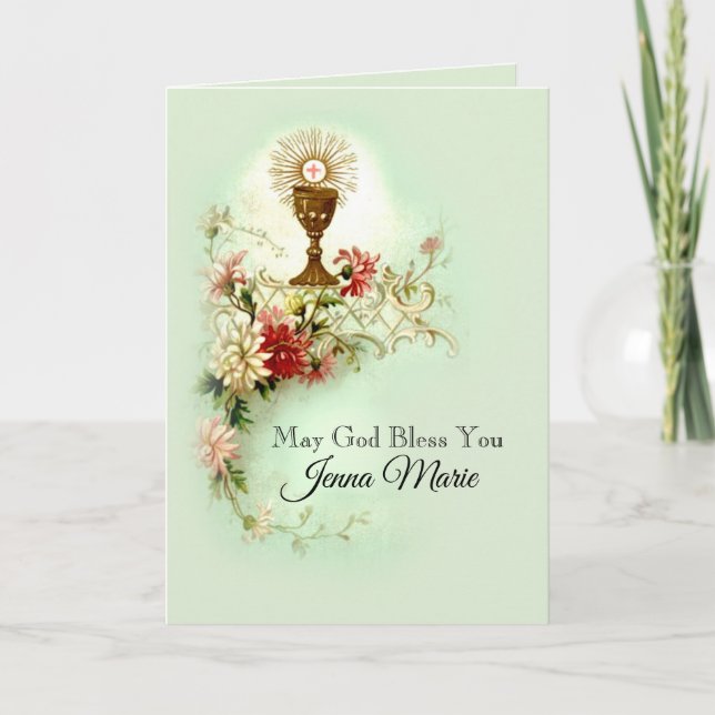 Cartes Pour Fêtes Annuelles Première Sainte Communion Vierge Marie Fleurs Vint (Devant)