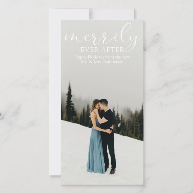 Cartes Pour Fêtes Annuelles Premières Noces Heureusement pour toujours PHOTO (Devant)