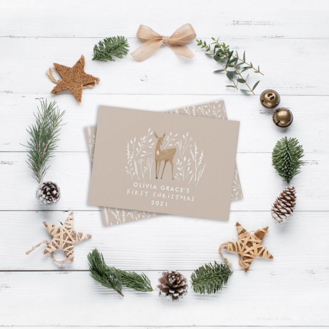 Cartes Pour Fêtes Annuelles Premiers Noël rennes naturels délicat rustique (Créateur téléchargé)
