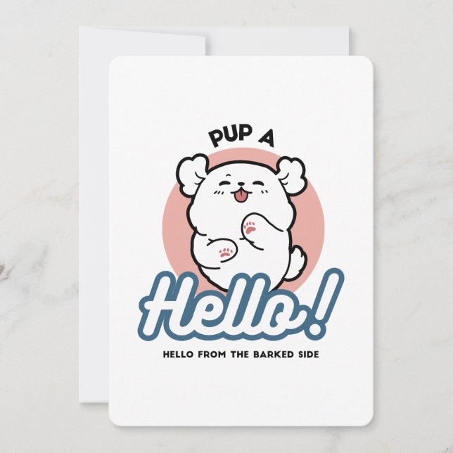 Cartes Pour Fêtes Annuelles Prends un bonjour ! - Joyeux dessin de chien blanc (Devant)