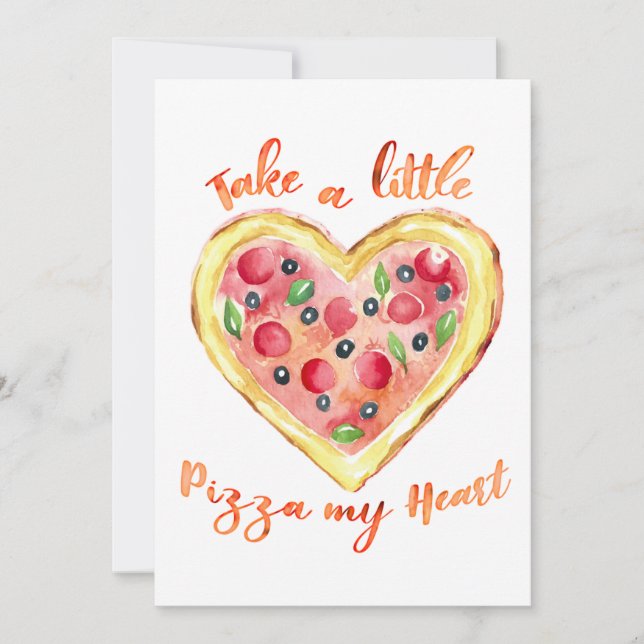 Cartes Pour Fêtes Annuelles Prends un peu de pizza mon cœur (Devant)