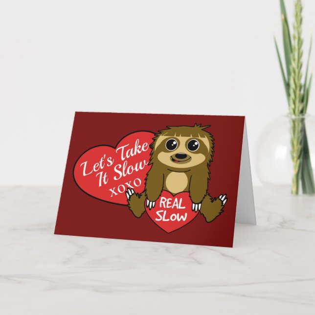 Cartes Pour Fêtes Annuelles Prenez-le Lentement Sloth Saint-Valentin (Devant)