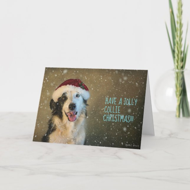 Cartes Pour Fêtes Annuelles Prenez un collie de Noël (Devant)