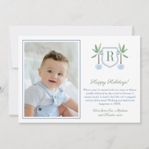 Cartes Pour Fêtes Annuelles Preppy Banana Tree Monogram Joyeux Noël Photo