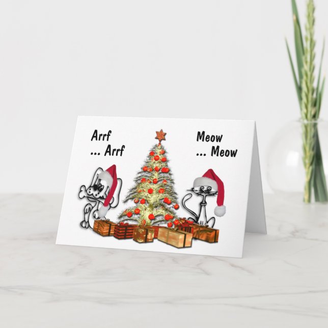 Cartes Pour Fêtes Annuelles Présenté par Cat and Dog Christmas Card (Devant)