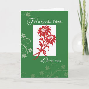Cartes Pour Fêtes Annuelles Prêtre, Poinsettias de Noël
