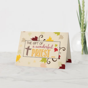 Cartes Pour Fêtes Annuelles Prêtre Thanksgiving Cadeau Feuilles d'automne