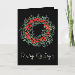 Cartes Pour Fêtes Annuelles Prettige Kerstdagen, couronne néerlandaise de Noël