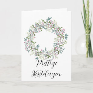 Cartes Pour Fêtes Annuelles Prettige Kerstdagen, couronne néerlandaise de Noël