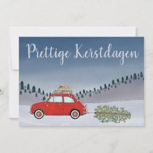 Cartes Pour Fêtes Annuelles Prettige Kerstdagen Néerlandais Noël Rouge Fiat 50