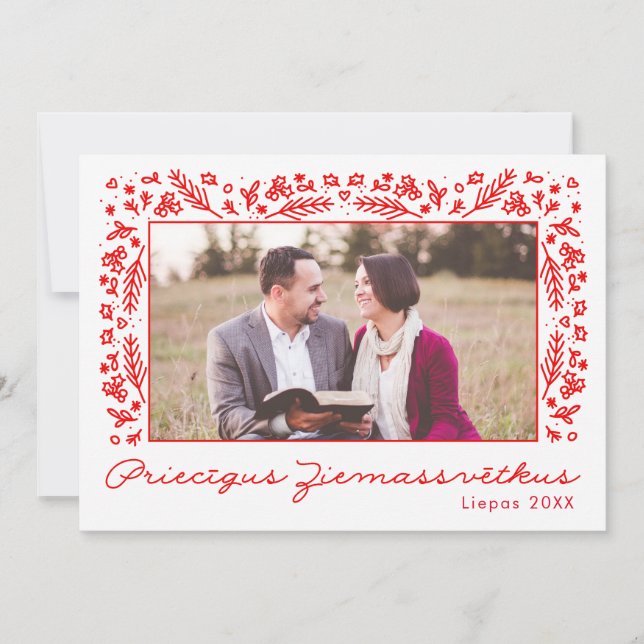 Cartes Pour Fêtes Annuelles Priecigus Ziemassvetkus coutume Noël letton (Devant)