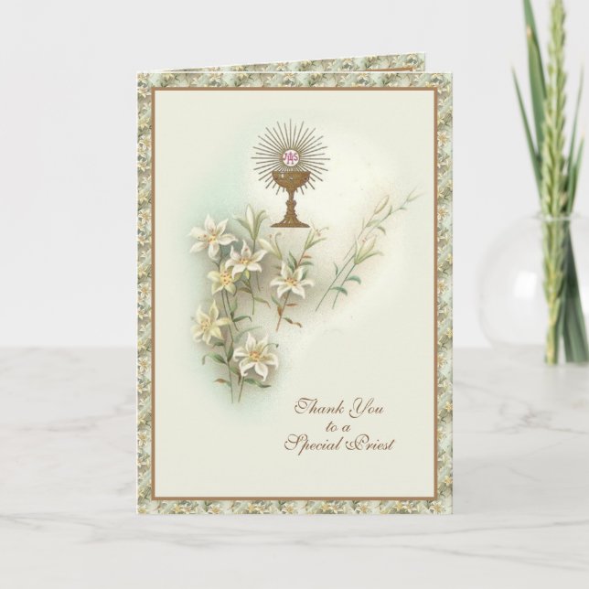 Cartes Pour Fêtes Annuelles Prière catholique Premier Merci de communion (Devant)
