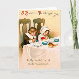 Cartes Pour Fêtes Annuelles Prière chrétienne Puritan Thanksgiving Dîner