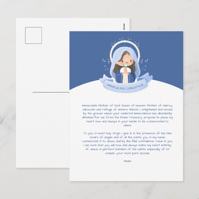 Cartes Pour Fêtes Annuelles Prière de la Vierge Marie de Kawaii (Devant / Derrière)