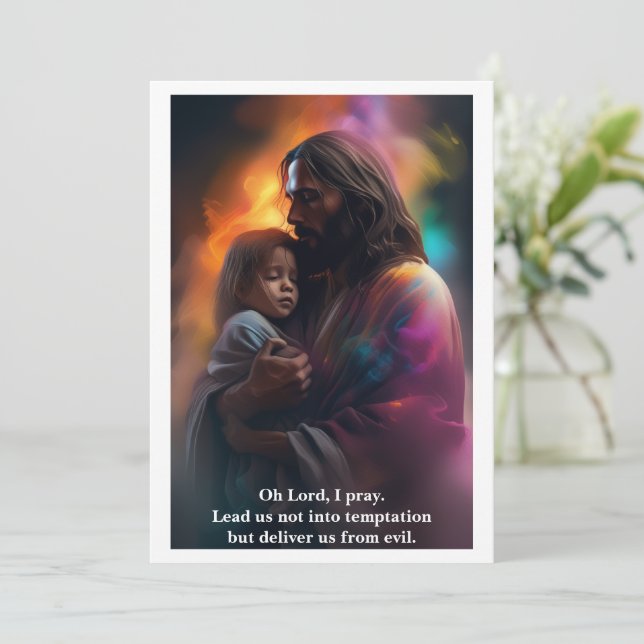 Cartes Pour Fêtes Annuelles Prière de protection Jésus Christ Texte personnali (Debout devant)
