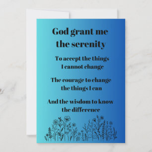 Cartes Pour Fêtes Annuelles Prière de sérénité - Inspirationnel