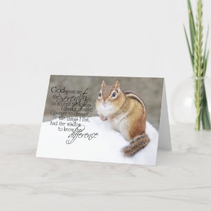 Cartes Pour Fêtes Annuelles Prière de sérénité Snowy Chipmunk
