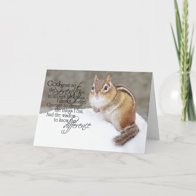 Cartes Pour Fêtes Annuelles Prière de sérénité Snowy Chipmunk (Devant)