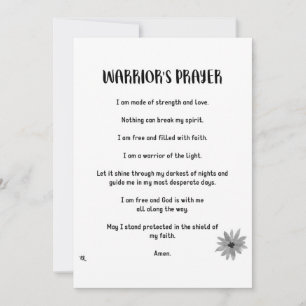 CARTES POUR FÊTES ANNUELLES PRIÈRE DE WARRIOR