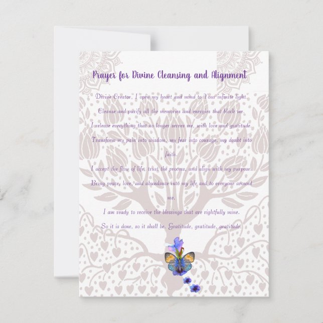 Cartes Pour Fêtes Annuelles Prière pour le nettoyage et l'alignement divins (Devant)
