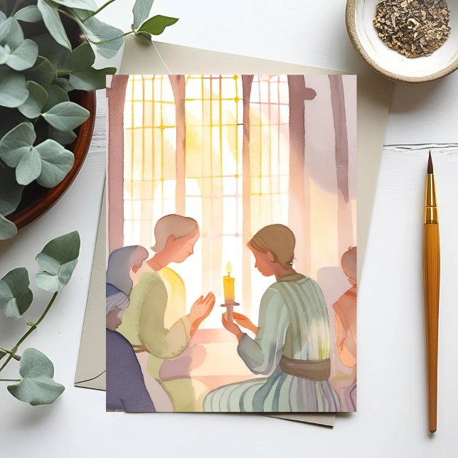 Cartes Pour Fêtes Annuelles Prière religieuse | Aquarelle manuelle (Créateur téléchargé)