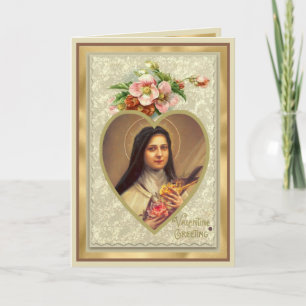 Cartes Pour Fêtes Annuelles Prière religieuse vintage St Therese Valentine