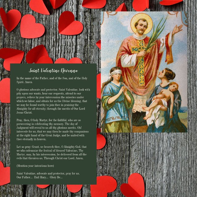 Cartes Pour Fêtes Annuelles Prière Saint Valentin Novenna (Religious Christian Catholic Saint Valentine Novenna Prayer Vintage Valentines Day Holiday Card)