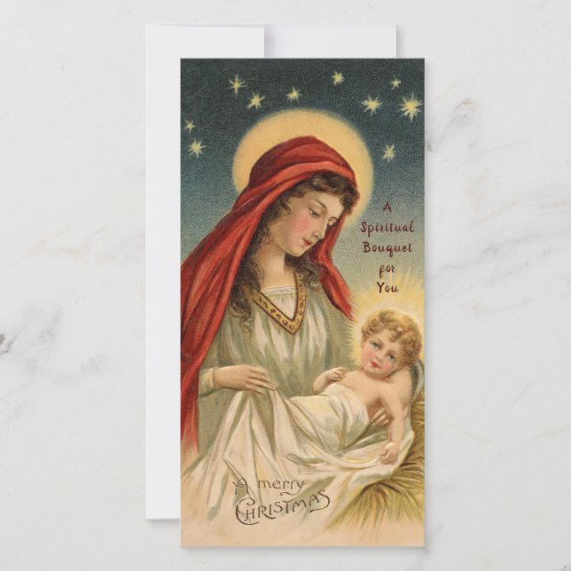 Cartes Pour Fêtes Annuelles Prière spirituelle Bouquet Catholique Religieux (Devant)