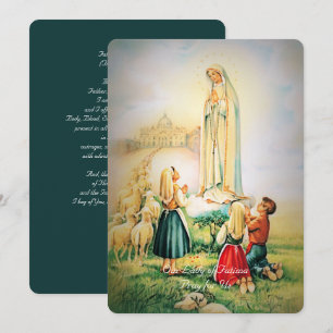 Cartes Pour Fêtes Annuelles Prière trinitaire Notre Dame de Fatima Angel