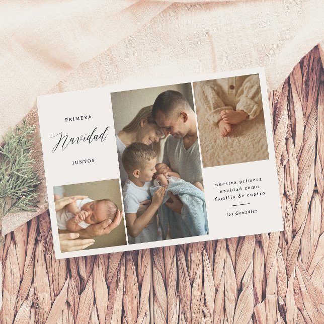 Cartes Pour Fêtes Annuelles Primera Navidad Juntos Tarjeta Navideña de 4 Fotos (Créateur téléchargé)