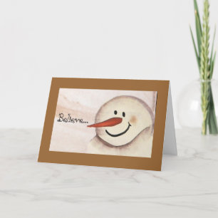 Cartes Pour Fêtes Annuelles Primitive Acrylique Peint Snowman Noël