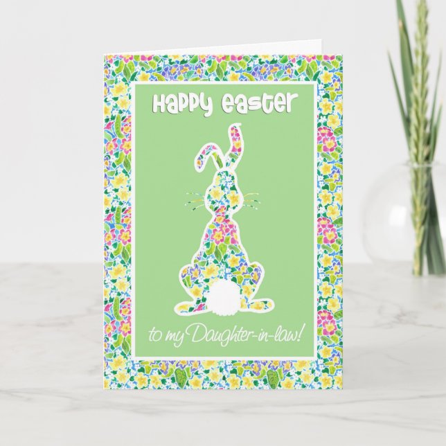Cartes Pour Fêtes Annuelles Primroses Joli lapin Lapin Pâques belle-fille (Devant)