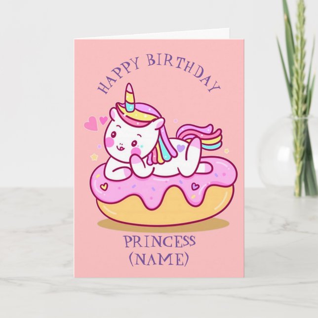 Cartes Pour Fêtes Annuelles Princess Birthday Cute Unicorn Card (Devant)