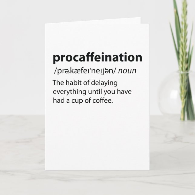 Cartes Pour Fêtes Annuelles Procaffination Funny Dictionnaire Définition (Devant)