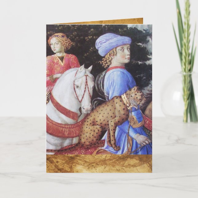 Cartes Pour Fêtes Annuelles Procession de Magus Melchior, Cheval, Chat sauvage (Devant)