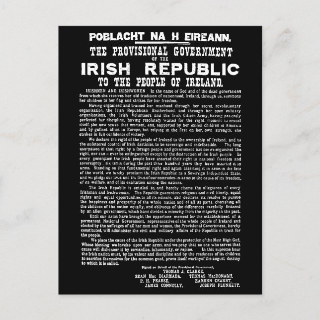 Cartes Pour Fêtes Annuelles Proclamation de Pâques sur la République d'Irlande (Devant)
