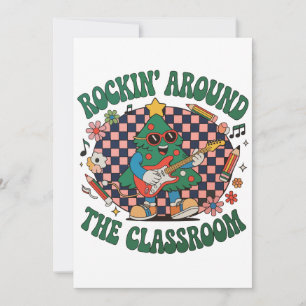 Cartes Pour Fêtes Annuelles Prof enseignant Noël en classe qui rocke autour