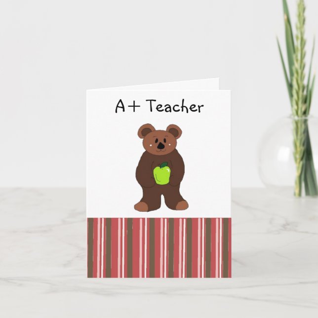 Cartes Pour Fêtes Annuelles Professeur A+ (Devant)