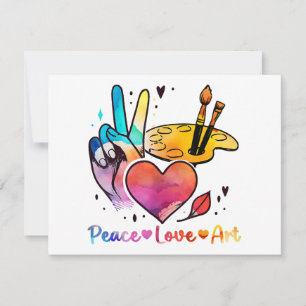 Cartes Pour Fêtes Annuelles Professeur D'Art Peace Love Art Pour Artistes Et P