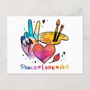 Cartes Pour Fêtes Annuelles Professeur D'Art Peace Love Art Pour Artistes Et P