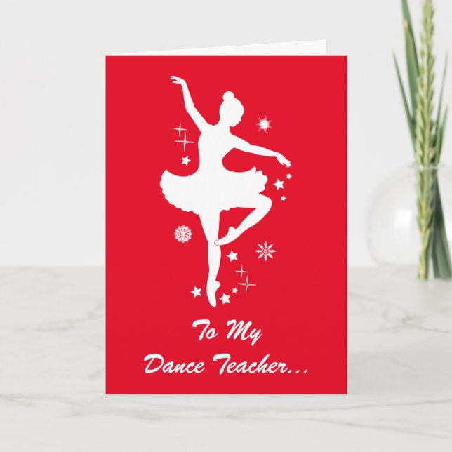 Cartes Pour Fêtes Annuelles Professeur de danse Joyeuses vacances Ballerina Si (Devant)