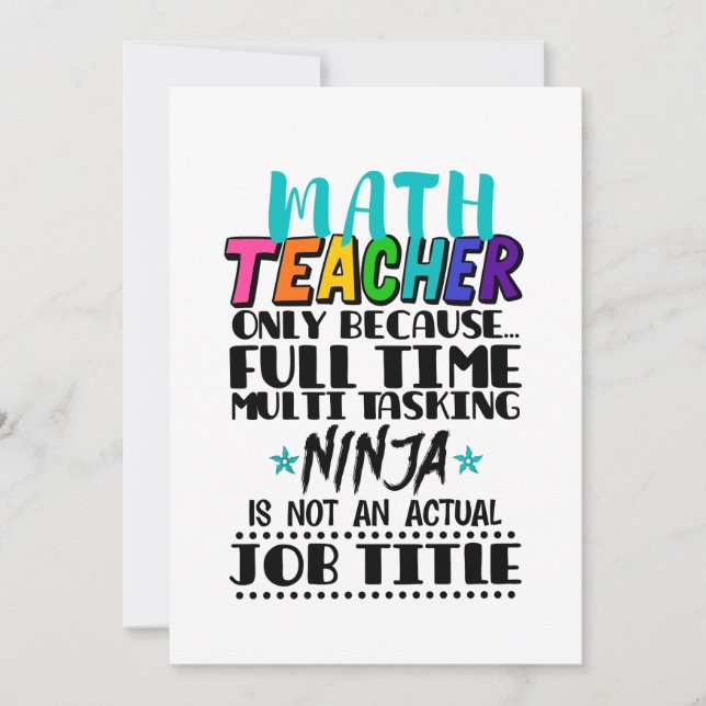 Cartes Pour Fêtes Annuelles Professeur De Mathématiques Seulement Parce Que Mu (Devant)